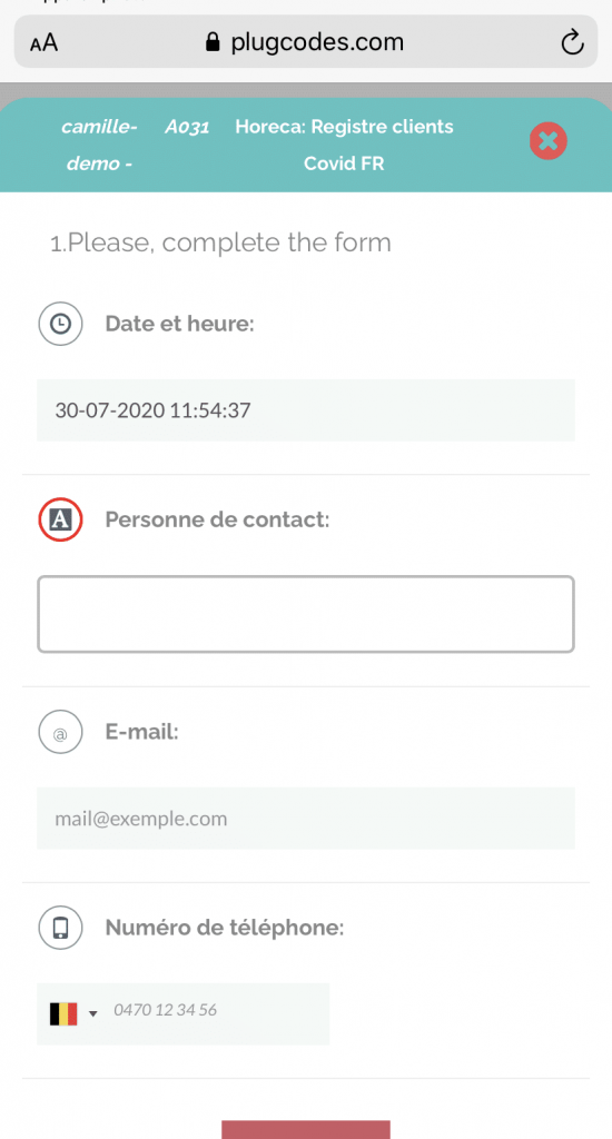Form for client register